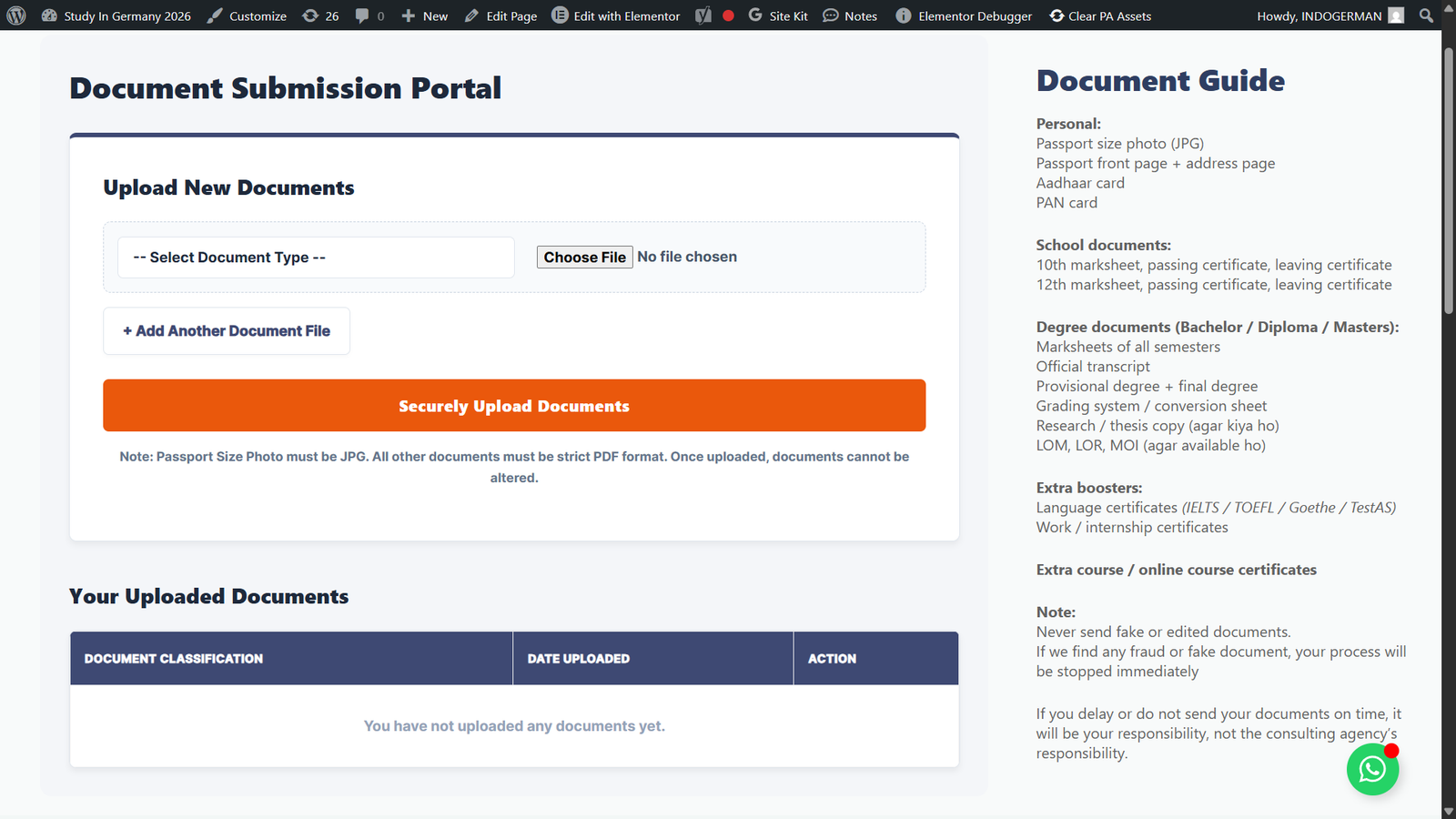 Document submission portal